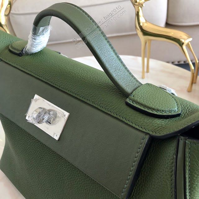 Hermes包包 愛馬仕Hermes Kelly2424 叢林綠 銀扣togo小牛皮 半手工制 Hermes休閒女款手提包  am1929